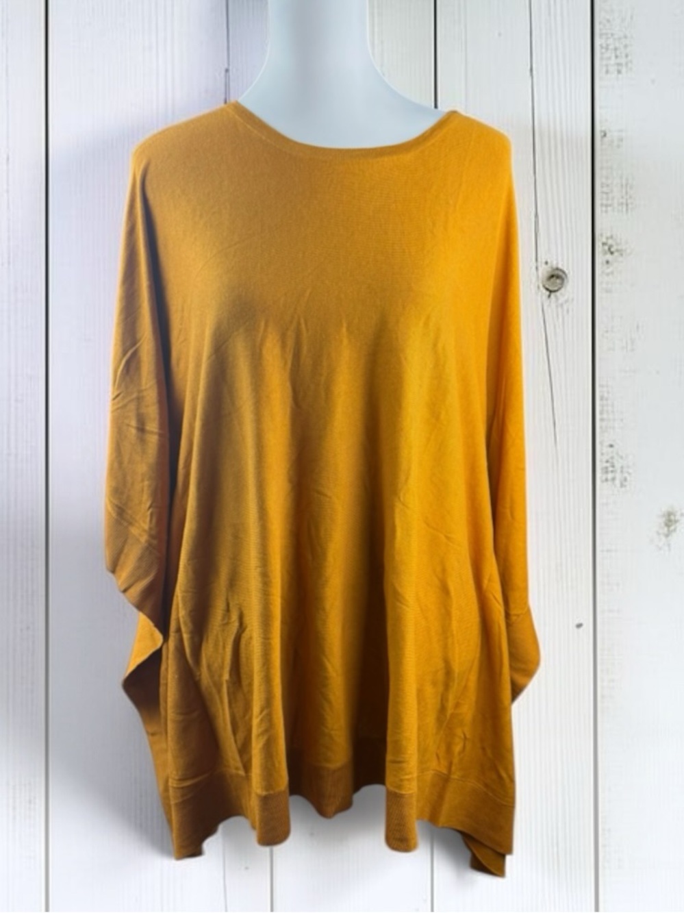 TravelSmith Women's Mustard Oversized Knit Poncho Style Sweater XL